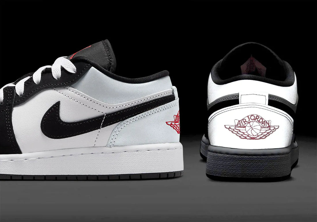 Air Jordan 1 Low "Panda" brilha com detalhes reflexivos no calcanhar