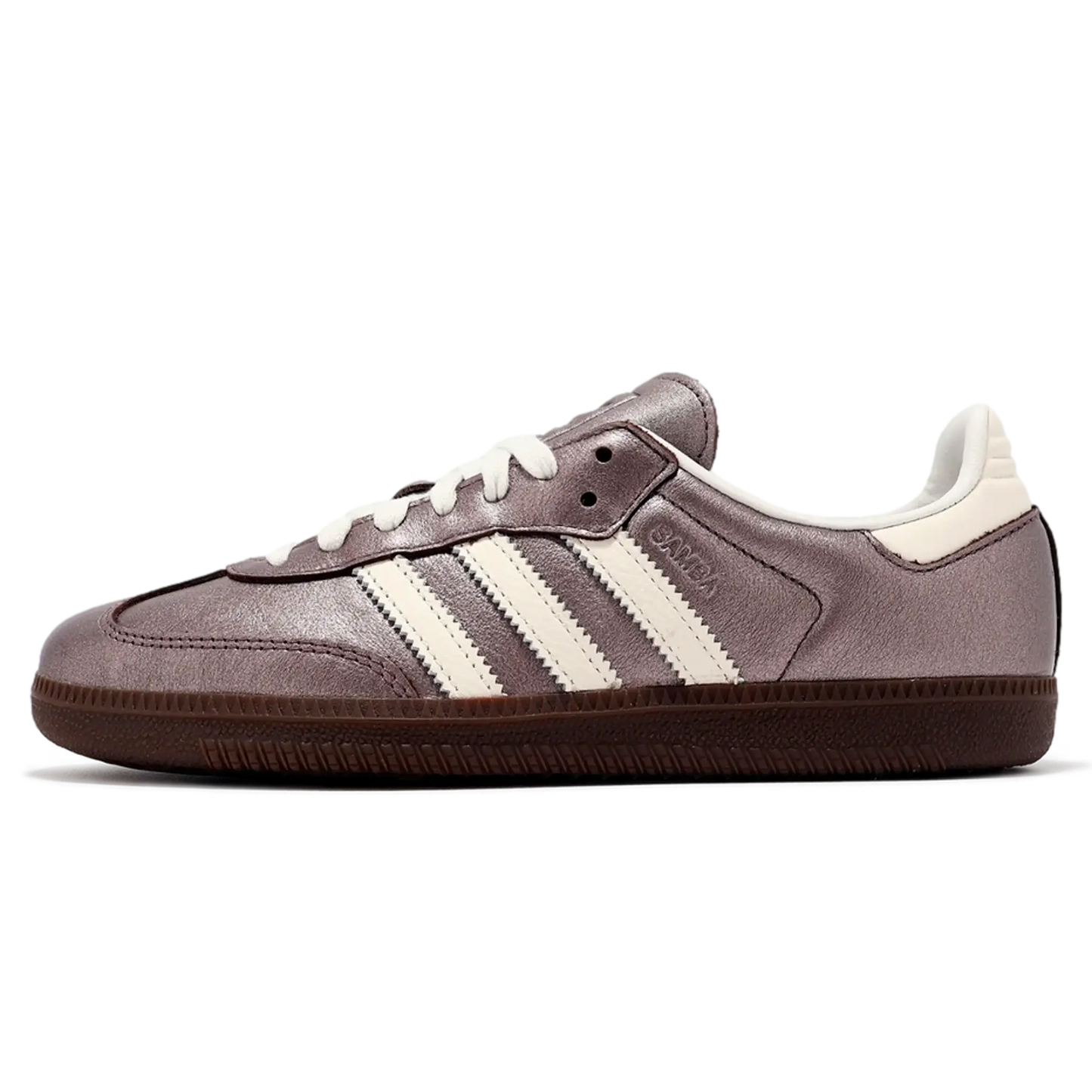 Tênis Adidas Samba roxo metálico feminino.