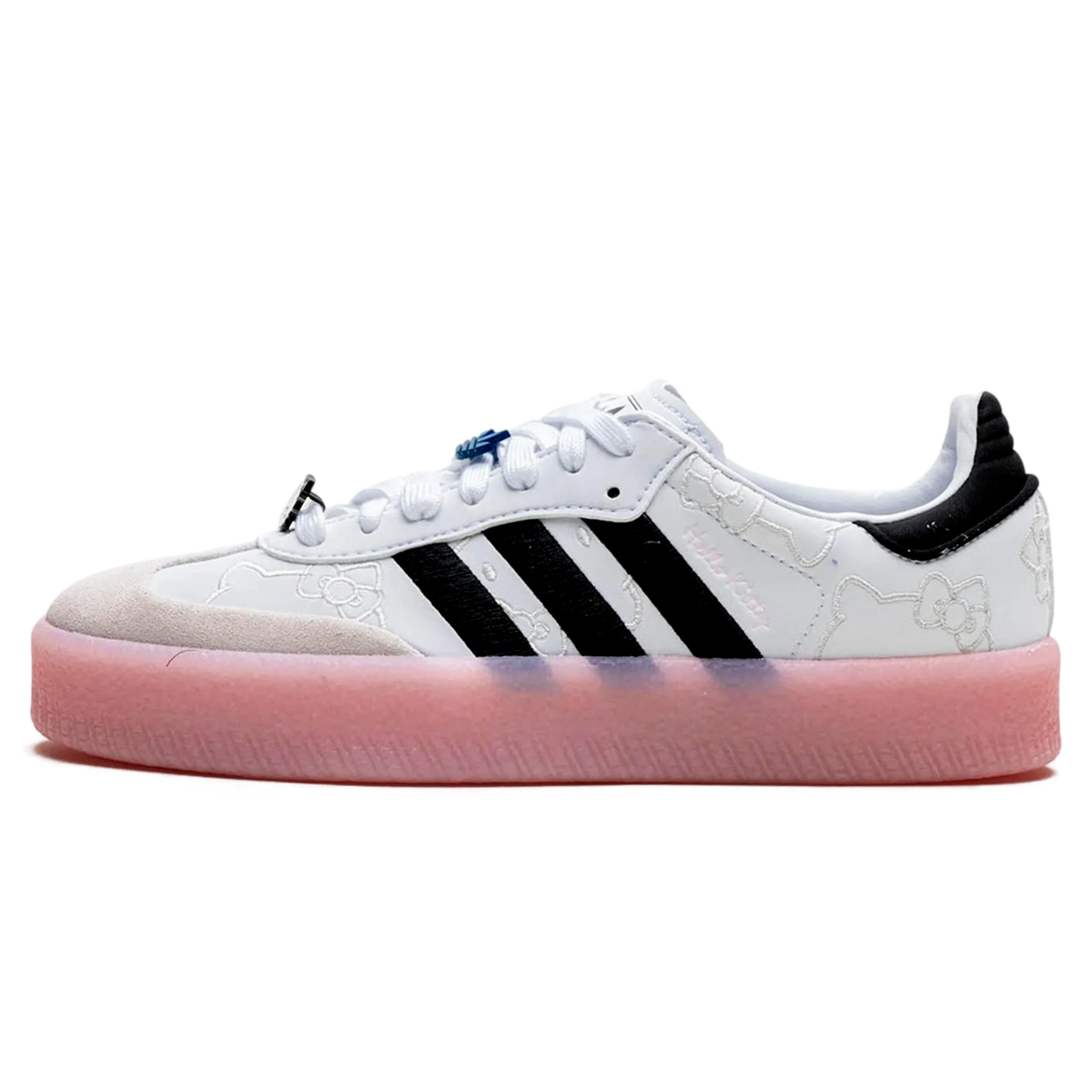 Tênis Adidas Sambae Feminino "Hello Kitty" Branco e Rosa.