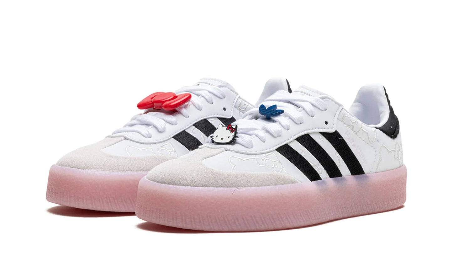 Tênis Adidas Sambae Feminino "Hello Kitty" Branco e Rosa.