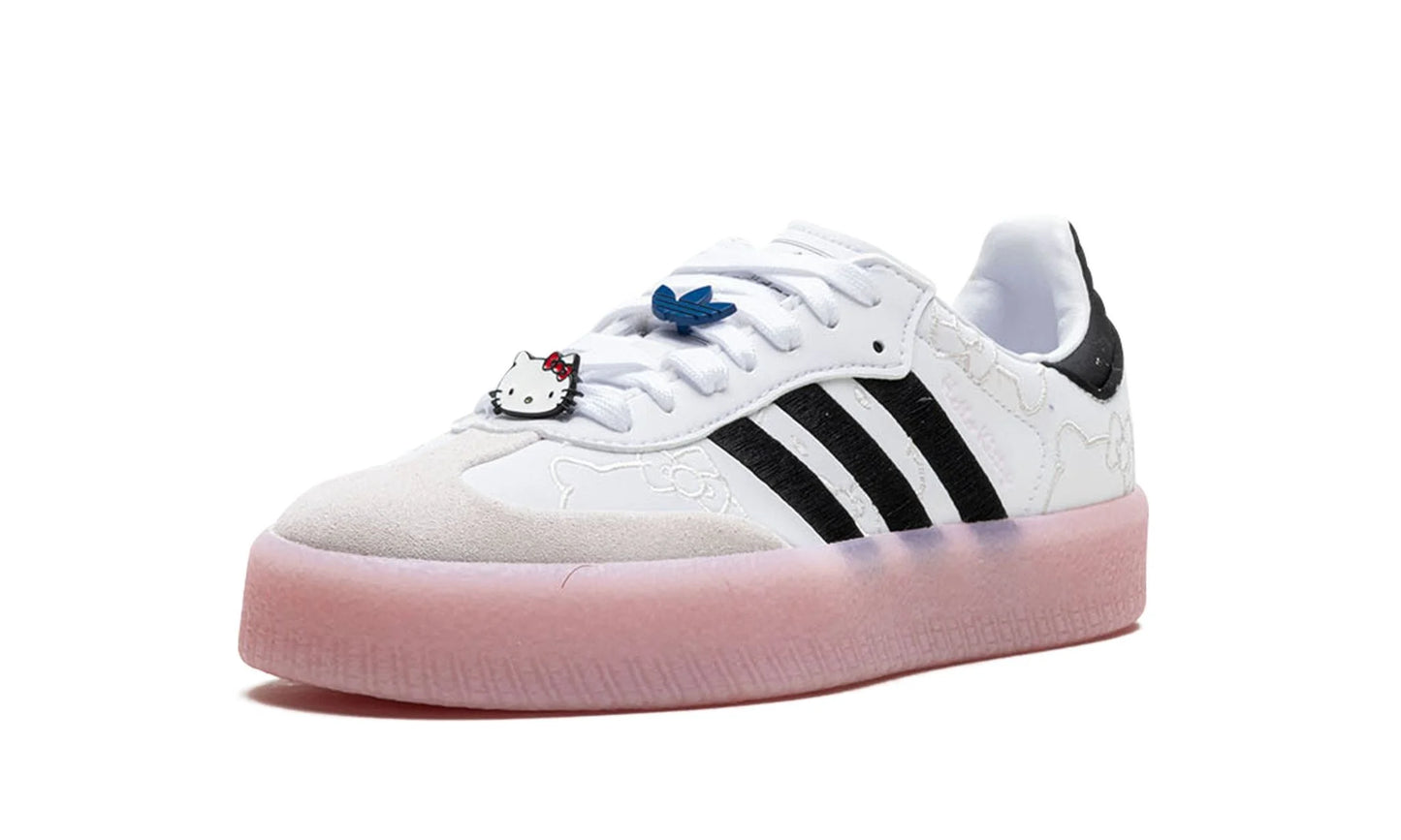 Tênis Adidas Sambae Feminino "Hello Kitty" Branco e Rosa.