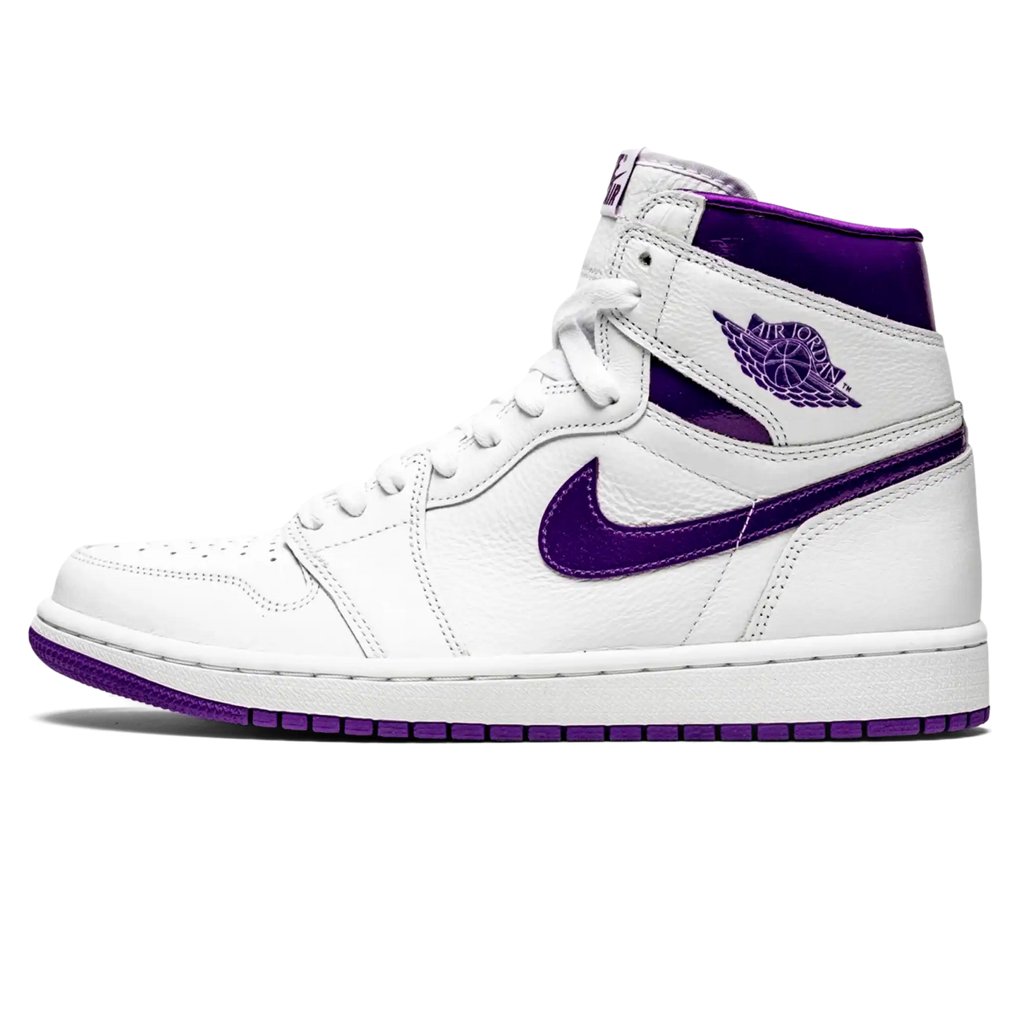 Tênis Air Jordan 1 High "Court Purple White" Branco / Roxo