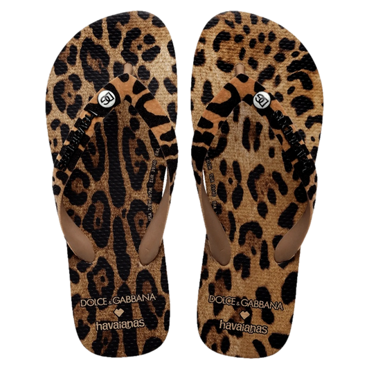 Chinelo Havaianas x Dolce & Gabanna "Leopard" Marrom