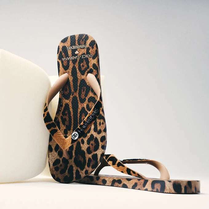 Chinelo Havaianas x Dolce & Gabanna "Leopard" Marrom