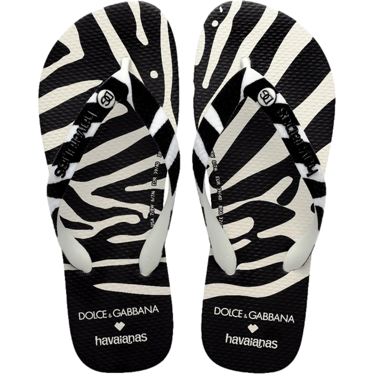 Chinelo Havaianas x Dolce & Gabanna "Zebra" Preto